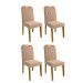 Conjunto de Mesa de Jantar Retangular com Tampo de Vidro Off White Agata e 4 Cadeiras Paola Suede Nude e Nature