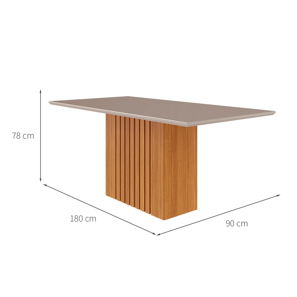 Conjunto de Mesa de Jantar Retangular com Tampo de Vidro Off White Ana e 6 Cadeiras Paola Linho Bege e Nature