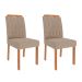Conjunto de Mesa de Jantar Retangular com Tampo de Vidro Off White Ana e 6 Cadeiras Paola Linho Bege e Nature