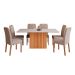 Conjunto de Mesa de Jantar Retangular com Tampo de Vidro Off White Ana e 6 Cadeiras Paola Linho Bege e Nature