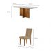 Conjunto de Mesa de Jantar Retangular com Tampo de Vidro Off White Berlim e 4 Cadeiras Alegra Linho Bege e Imbuia