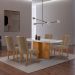 Conjunto de Mesa de Jantar Retangular com Tampo de Vidro Off White Berlim e 4 Cadeiras Alegra Veludo Capuccino e Imbuia