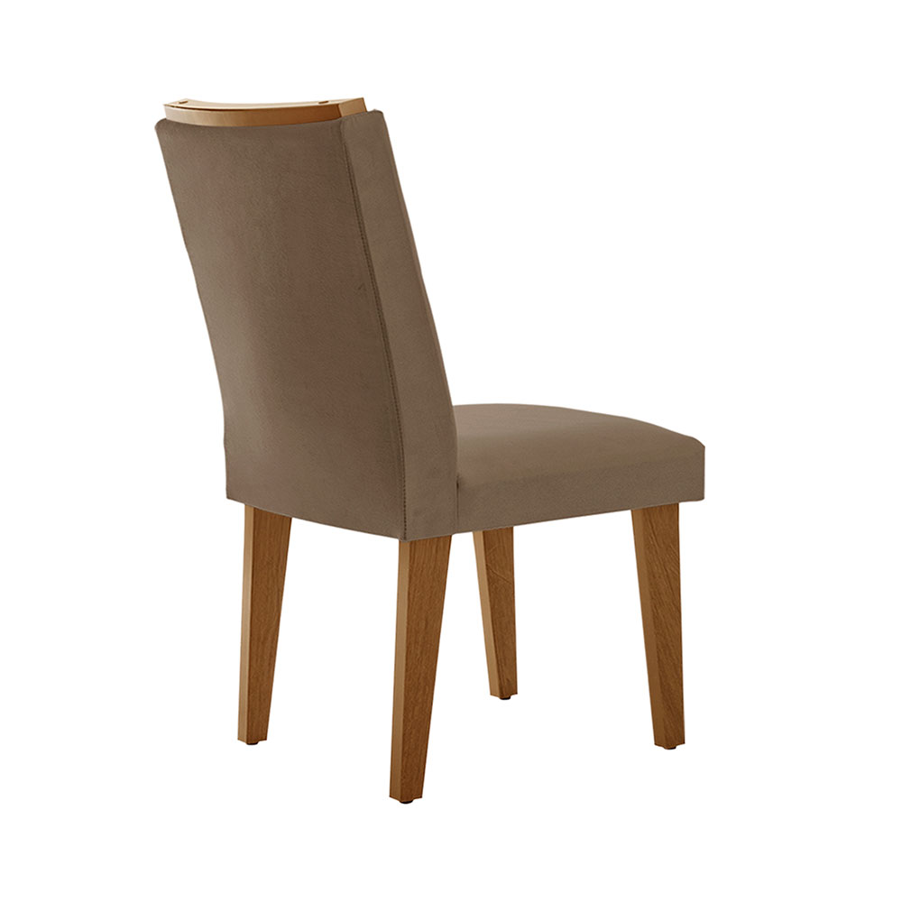 Conjunto de Mesa de Jantar Retangular com Tampo de Vidro Off White Berlim e 4 Cadeiras Alegra Veludo Capuccino e Imbuia