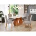 Conjunto de Mesa de Jantar Retangular com Tampo de Vidro Off White Ágata e 6 Cadeiras Juliana Linho Grafite e Cinamomo