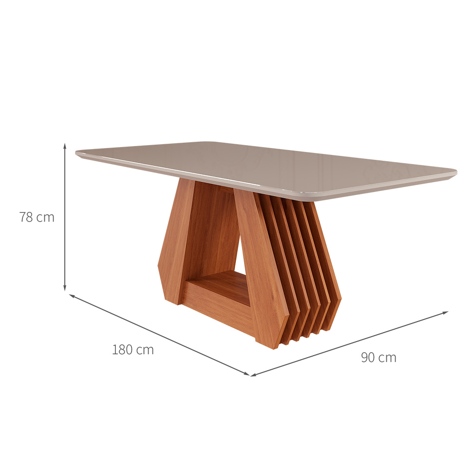 Conjunto de Mesa de Jantar Retangular com Tampo de Vidro Off White Ágata e 6 Cadeiras Juliana Linho Grafite e Cinamomo