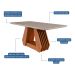 Conjunto de Mesa de Jantar Retangular com Tampo de Vidro Off White Ágata e 6 Cadeiras Juliana Linho Grafite e Cinamomo