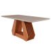 Conjunto de Mesa de Jantar Retangular com Tampo de Vidro Off White Ágata e 6 Cadeiras Juliana Linho Grafite e Cinamomo