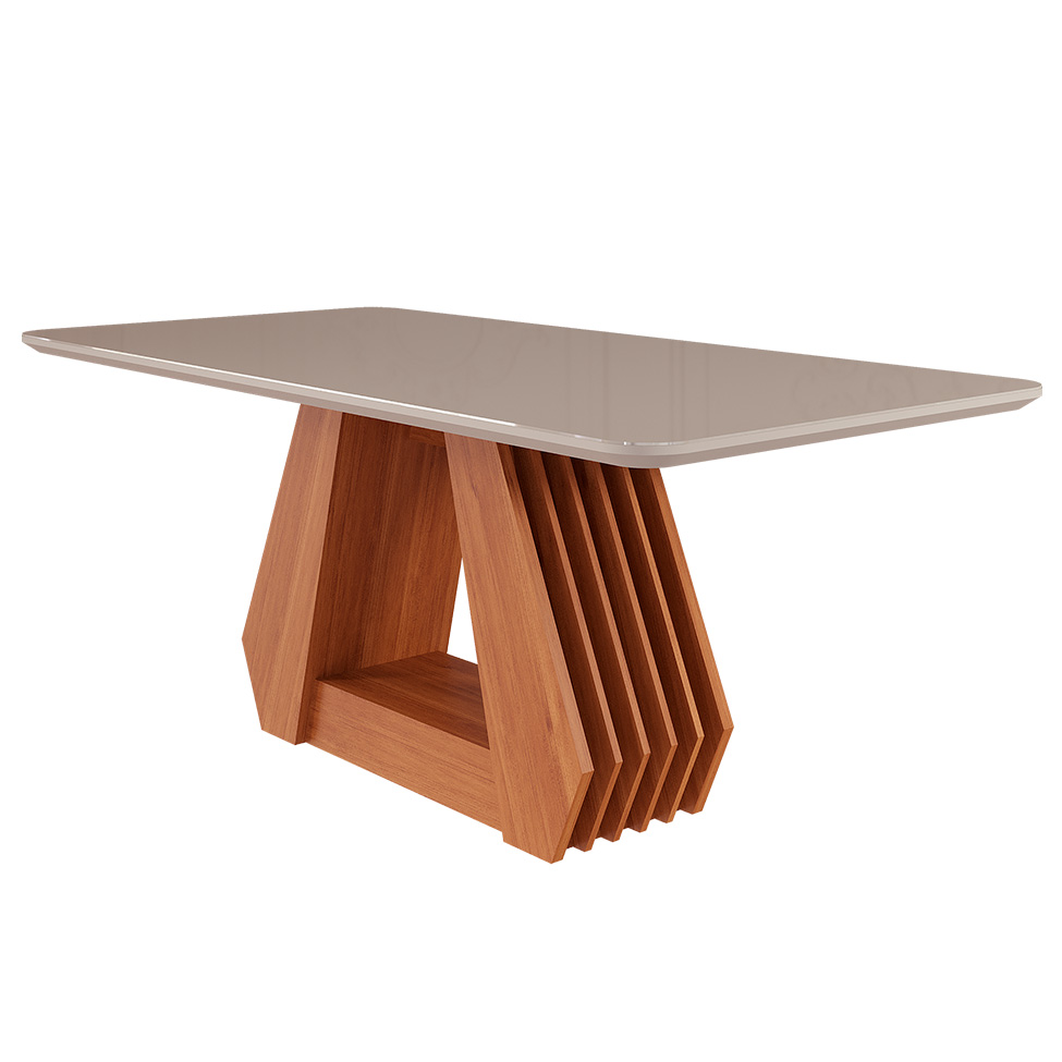 Conjunto de Mesa de Jantar Retangular com Tampo de Vidro Off White Ágata e 6 Cadeiras Juliana Linho Grafite e Cinamomo