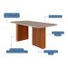 Conjunto de Mesa de Jantar Retangular com Tampo de Vidro Off White Ester e 6 Cadeiras Clarice Linho Grafite e Cinamomo
