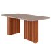 Conjunto de Mesa de Jantar Retangular com Tampo de Vidro Off White Ester e 6 Cadeiras Clarice Linho Grafite e Cinamomo