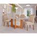 Conjunto de Mesa de Jantar Retangular com Tampo de Vidro Off White Louise e 4 Cadeiras Paola Suede Nude e Cinamomo