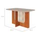 Conjunto de Mesa de Jantar Retangular com Tampo de Vidro Off White Louise e 4 Cadeiras Paola Suede Nude e Cinamomo