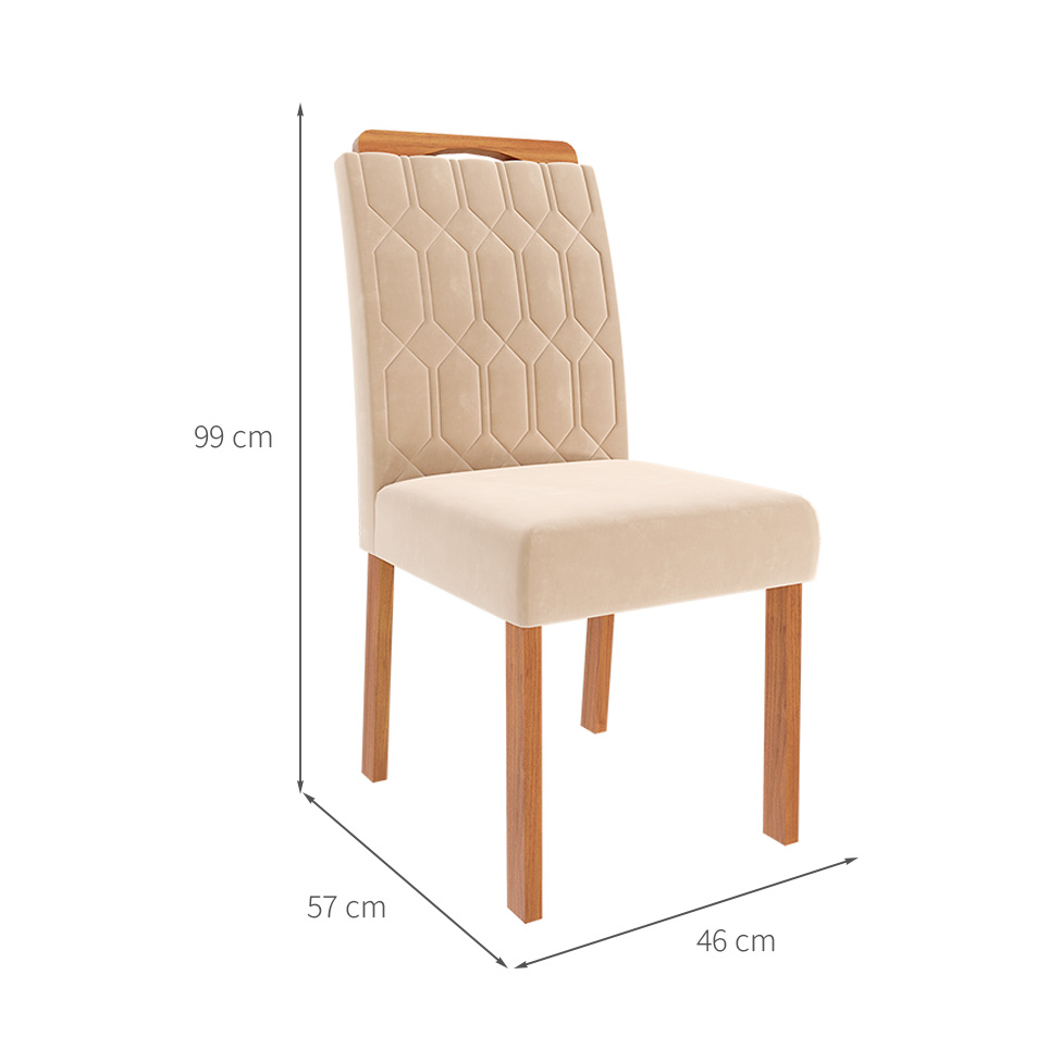 Conjunto de Mesa de Jantar Retangular com Tampo de Vidro Off White Louise e 4 Cadeiras Paola Suede Nude e Cinamomo
