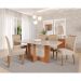 Conjunto de Mesa de Jantar Retangular com Tampo de Vidro Off White Louise e 6 Cadeiras Fernanda Suede Nude e Cinamomo