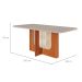 Conjunto de Mesa de Jantar Retangular com Tampo de Vidro Off White Louise e 6 Cadeiras Fernanda Suede Nude e Cinamomo