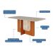 Conjunto de Mesa de Jantar Retangular com Tampo de Vidro Off White Louise e 6 Cadeiras Fernanda Suede Nude e Cinamomo
