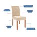 Conjunto de Mesa de Jantar Retangular com Tampo de Vidro Off White Louise e 6 Cadeiras Fernanda Suede Nude e Cinamomo