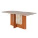 Conjunto de Mesa de Jantar Retangular com Tampo de Vidro Off White Louise e 6 Cadeiras Fernanda Suede Nude e Cinamomo