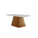 Conjunto de Mesa de Jantar Retangular com Tampo de Vidro Off White Luna e 4 Cadeiras Athenas Linho Bege e Imbuia