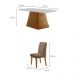 Conjunto de Mesa de Jantar Retangular com Tampo de Vidro Off White Luna e 4 Cadeiras Athenas Veludo Capuccino e Imbuia