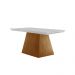 Conjunto de Mesa de Jantar Retangular com Tampo de Vidro Off White Luna e 4 Cadeiras Athenas Veludo Capuccino e Imbuia