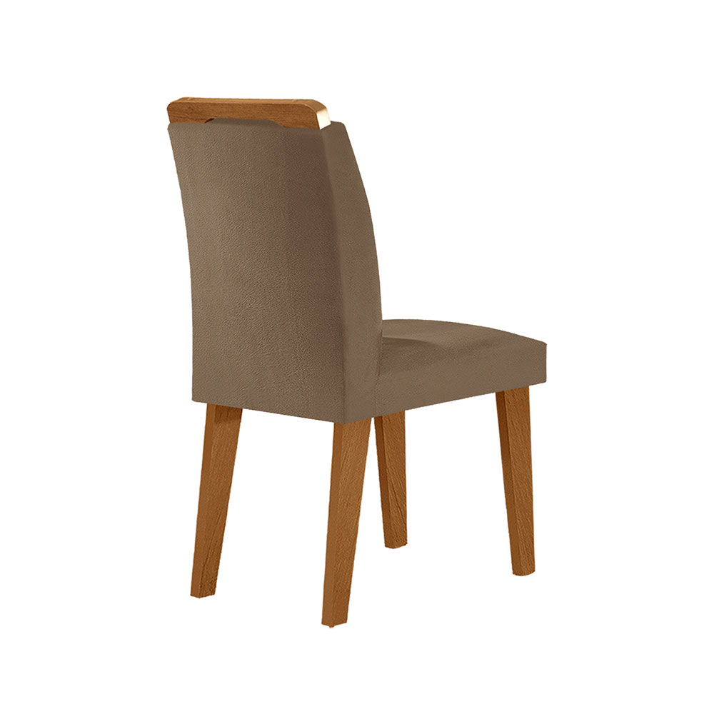 Conjunto de Mesa de Jantar Retangular com Tampo de Vidro Off White Luna e 4 Cadeiras Athenas Veludo Capuccino e Imbuia