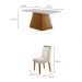 Conjunto de Mesa de Jantar Retangular com Tampo de Vidro Off White Luna e 4 Cadeiras Athenas Veludo Creme e Imbuia