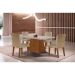 Conjunto de Mesa de Jantar Retangular com Tampo de Vidro Off White Luna e 4 Cadeiras Grécia Linho Bege e Imbuia