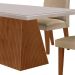 Conjunto de Mesa de Jantar Retangular com Tampo de Vidro Off White Luna e 4 Cadeiras Grécia Linho Bege e Imbuia