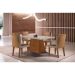 Conjunto de Mesa de Jantar Retangular com Tampo de Vidro Off White Luna e 4 Cadeiras Grécia Suede Animalle Chocolate e Imbuia