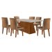 Conjunto de Mesa de Jantar Retangular com Tampo de Vidro Off White Luna e 6 Cadeiras Grécia Suede Animalle Chocolate e Imbuia
