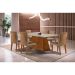 Conjunto de Mesa de Jantar Retangular com Tampo de Vidro Off White Luna e 6 Cadeiras Grécia Suede Animalle Chocolate e Imbuia