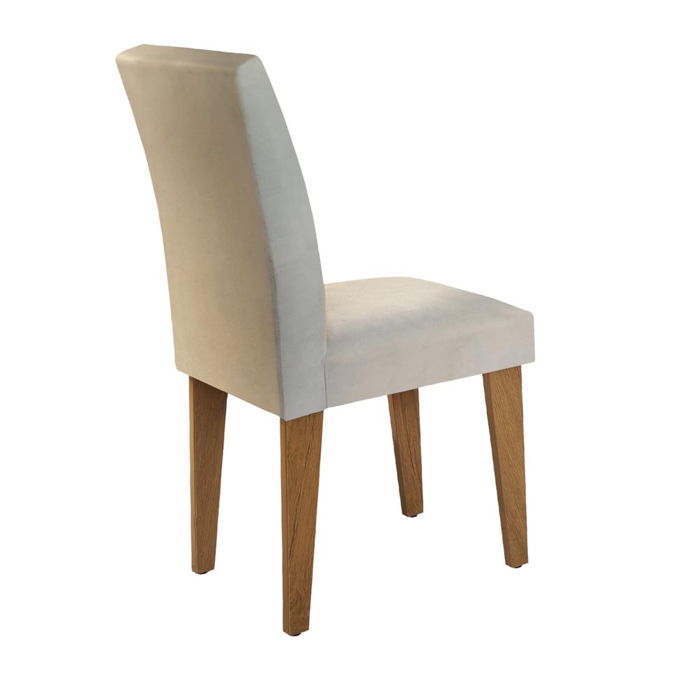 Conjunto de Mesa de Jantar Retangular com Tampo de Vidro Off White Luna e 6 Cadeiras Grécia Veludo Creme e Imbuia