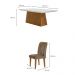 Conjunto de Mesa de Jantar Retangular com Tampo de Vidro Off White Luna e 6 Cadeiras Italia Veludo Capuccino e Imbuia