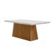 Conjunto de Mesa de Jantar Retangular com Tampo de Vidro Off White Luna e 6 Cadeiras Italia Veludo Capuccino e Imbuia