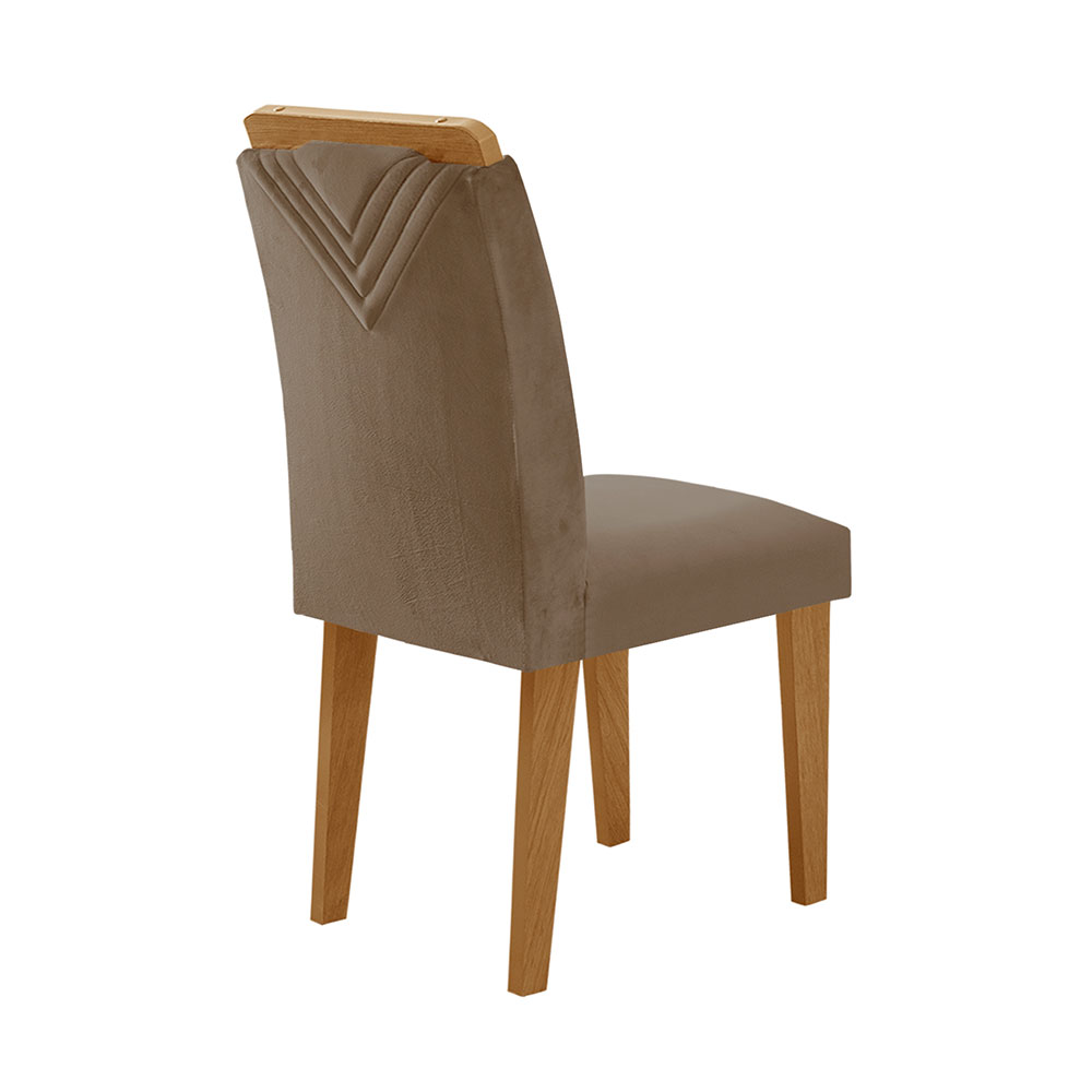 Conjunto de Mesa de Jantar Retangular com Tampo de Vidro Off White Luna e 6 Cadeiras Italia Veludo Capuccino e Imbuia