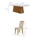 Conjunto de Mesa de Jantar Retangular com Tampo de Vidro Off White Luna e 6 Cadeiras Italia Veludo Creme e Imbuia