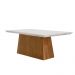 Conjunto de Mesa de Jantar Retangular com Tampo de Vidro Off White Luna e 6 Cadeiras Italia Veludo Creme e Imbuia