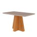 Conjunto de Mesa de Jantar Retangular com Tampo de Vidro Off White Maite e 4 Cadeiras Paola Suede Joli e Nature