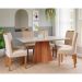 Conjunto de Mesa de Jantar Retangular com Tampo de Vidro Off White Maite e 6 Cadeiras Paola Suede Nude e Cinamomo