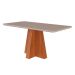 Conjunto de Mesa de Jantar Retangular com Tampo de Vidro Off White Maite e 6 Cadeiras Paola Suede Nude e Cinamomo