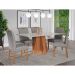 Conjunto de Mesa de Jantar Retangular com Tampo de Vidro Off White Patricia e 6 Cadeiras Paola Linho Grafite e Cinamomo
