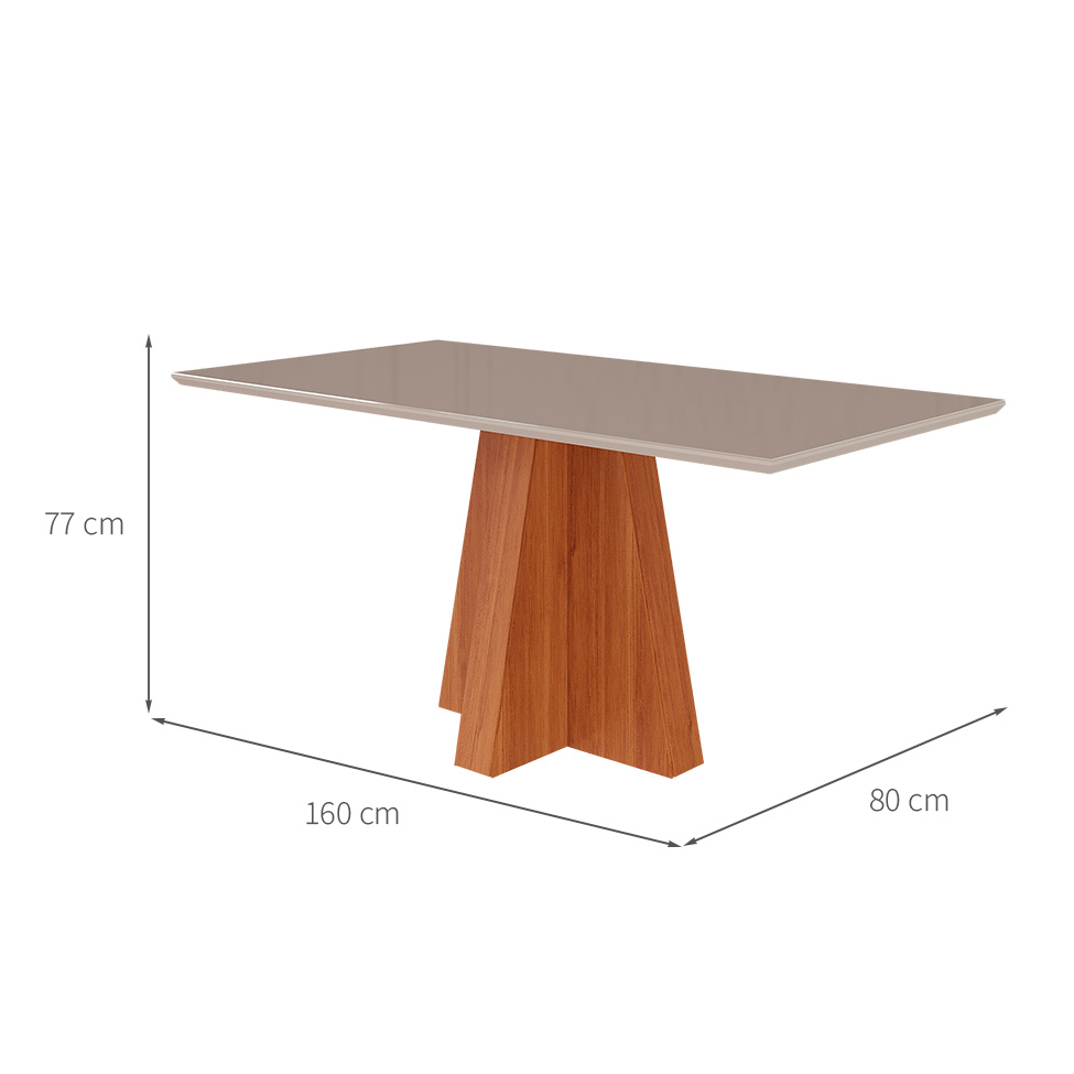 Conjunto de Mesa de Jantar Retangular com Tampo de Vidro Off White Patricia e 6 Cadeiras Paola Linho Grafite e Cinamomo
