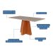 Conjunto de Mesa de Jantar Retangular com Tampo de Vidro Off White Patricia e 6 Cadeiras Paola Linho Grafite e Cinamomo
