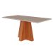 Conjunto de Mesa de Jantar Retangular com Tampo de Vidro Off White Patricia e 6 Cadeiras Paola Linho Grafite e Cinamomo