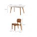 Conjunto de Mesa de Jantar Retangular com Tampo de Vidro Off White Prada e 4 Cadeiras Prada Gold Linho Palha e Imbuia