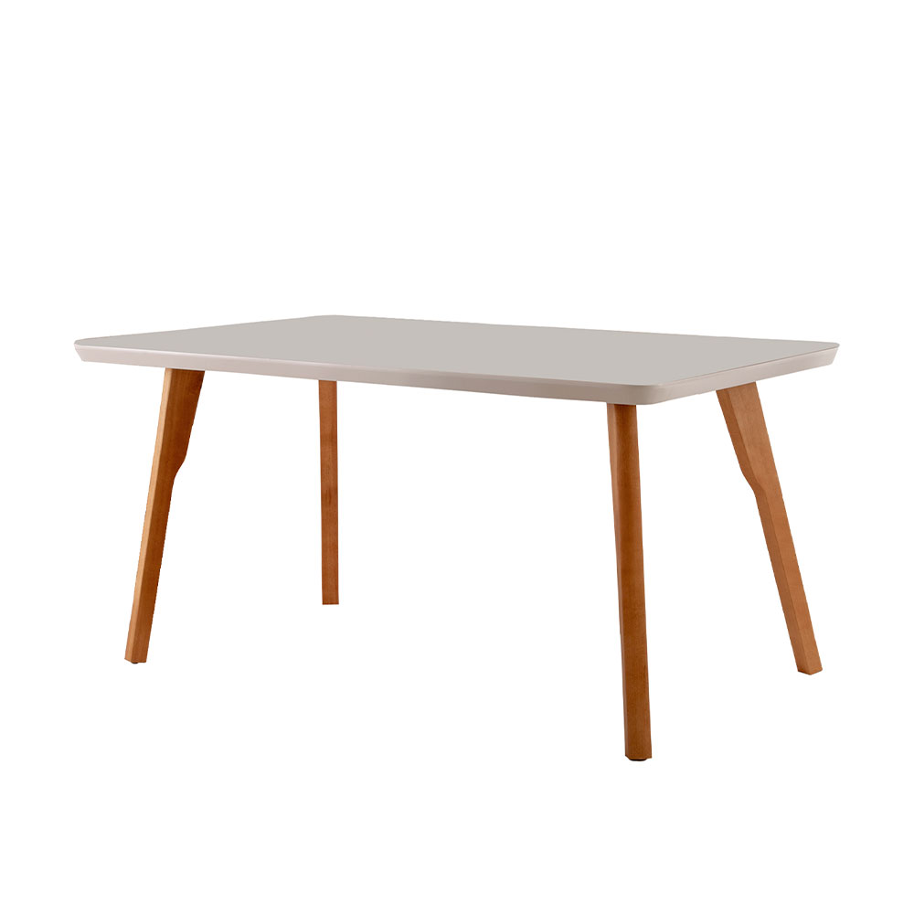 Conjunto de Mesa de Jantar Retangular com Tampo de Vidro Off White Prada e 4 Cadeiras Prada Gold Linho Palha e Imbuia