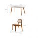 Conjunto de Mesa de Jantar Retangular com Tampo de Vidro Off White Prada e 4 Cadeiras Prada Premium Linho Palha e Imbuia
