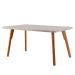 Conjunto de Mesa de Jantar Retangular com Tampo de Vidro Off White Prada e 4 Cadeiras Prada Premium Linho Palha e Imbuia