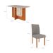 Conjunto de Mesa de Jantar Retangular com Tampo de Vidro Off White Renata e 4 Cadeiras Clarice Linho Grafite e Cinamomo